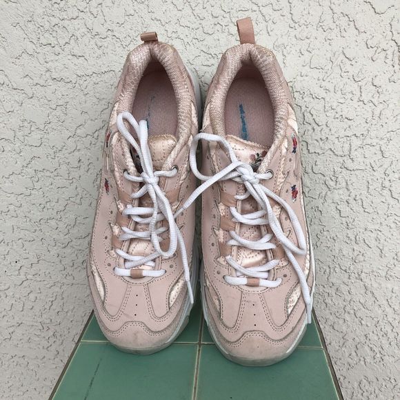 Skechers D' Lites Blossoms Tennis Shoes Womens 9.5 Pink Embroidered Flowers - Picture 6 of 8